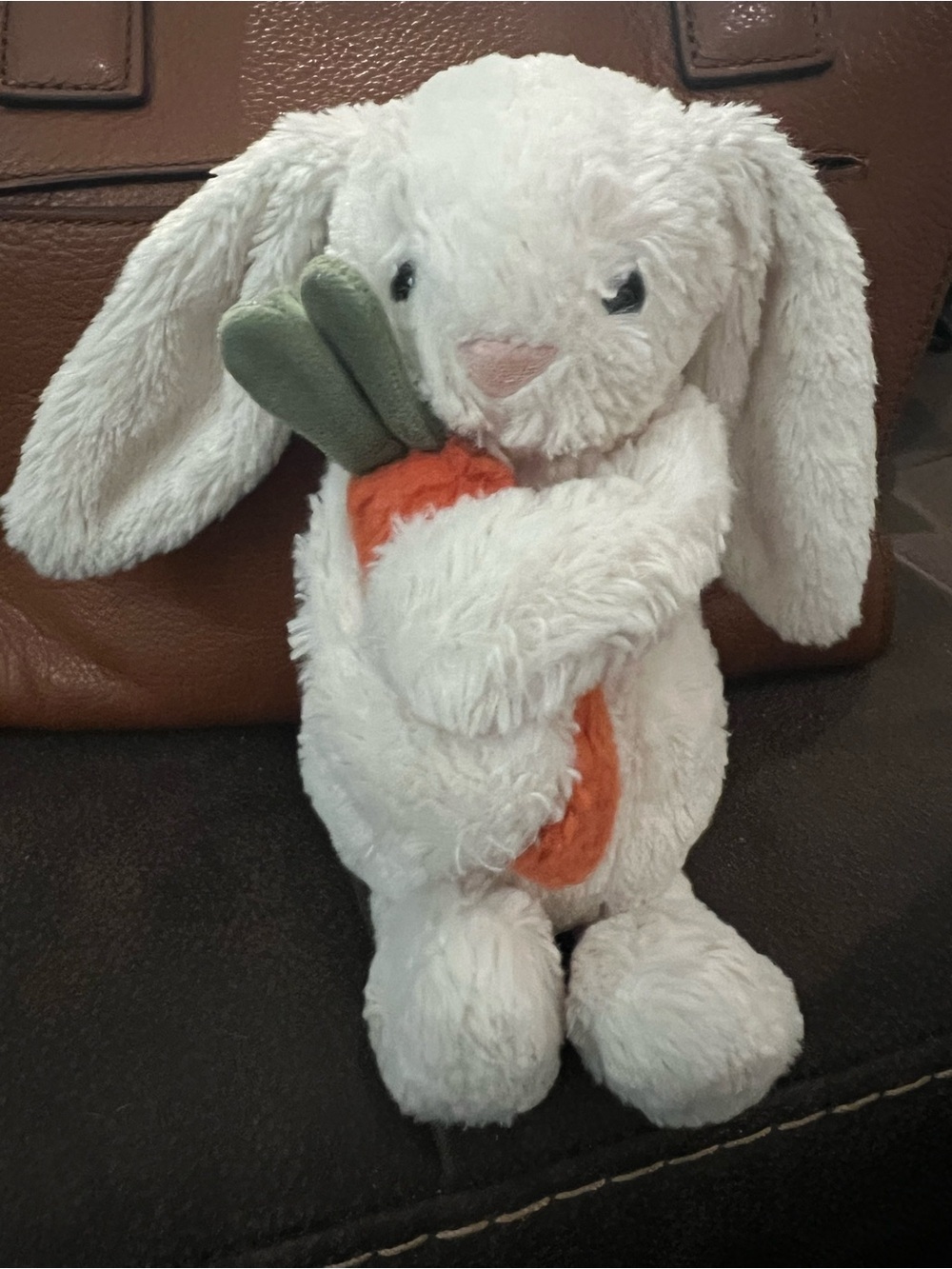 Jellycat Plush White Bunny with Orange Carrot Soft Pet Toy